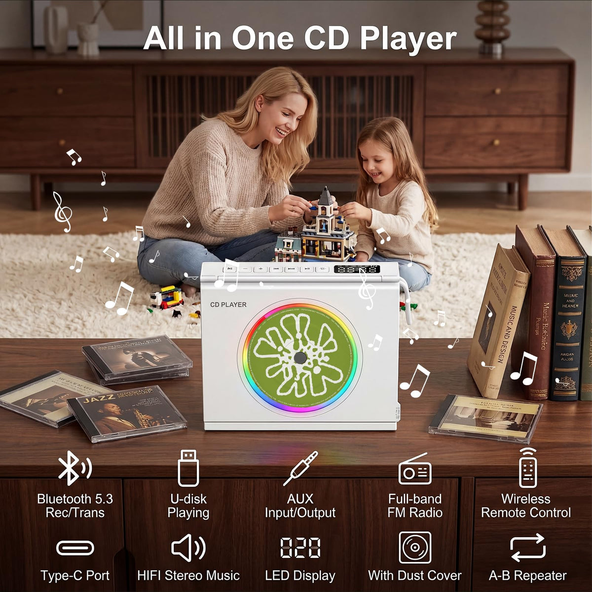 Gueray Y-03 Bluetooth 5.3 transmitter-receiver enables wireless streaming.