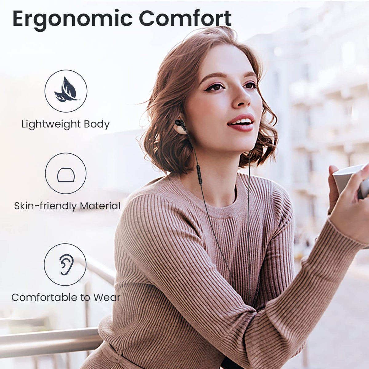 Guguearth ergonomic in-ear design provides comfort during long listening sessions.