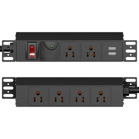 GUITK 10in Rack PDU front view shows convenient outlets for quick device connections.