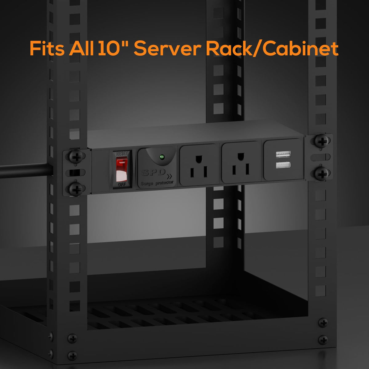 GUITK 10in Rack PDU rugged metal housing enhances durability.