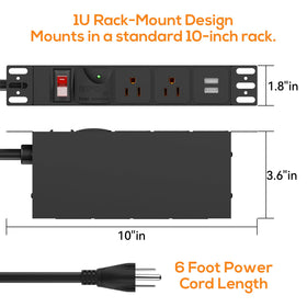 GUITK 10in Rack PDU six outlets provide flexible power distribution.
