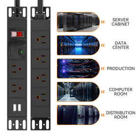 GUITK 10in Rack PDU two USB-A ports boost charging options.