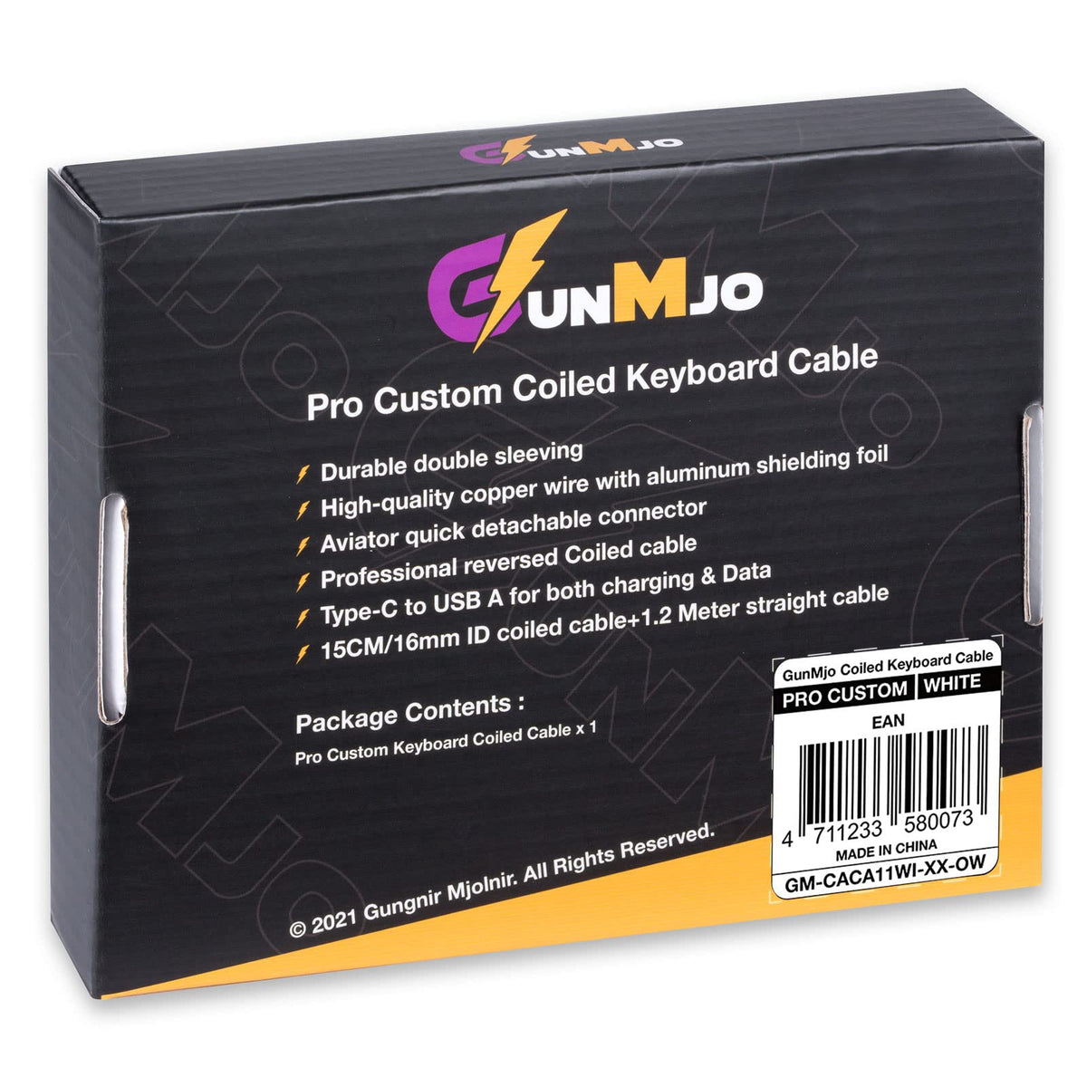 GUNMJO Pro full-length cable with coil and straight section visible