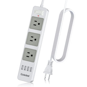 Gutedeal power strip with three outlets and USB ports for clutter-free desks.