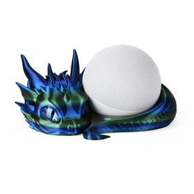 Guwewu dragon stand front view showing secure Echo Dot fit and decorative appeal