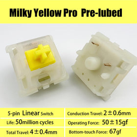 GUYEKS Milky Yellow Pro V2 switch lubed core for ready-to-use smoothness.