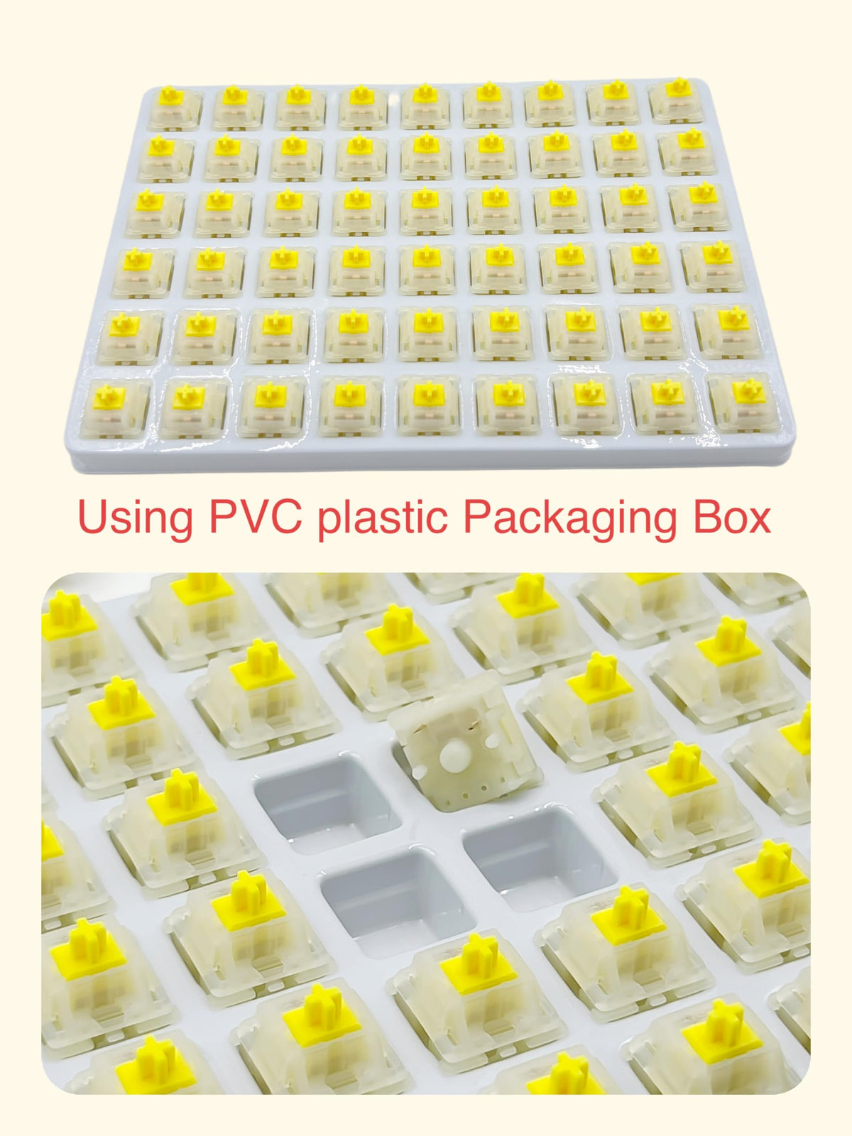 GUYEKS Milky Yellow Pro V2 top and bottom covers on durable build.