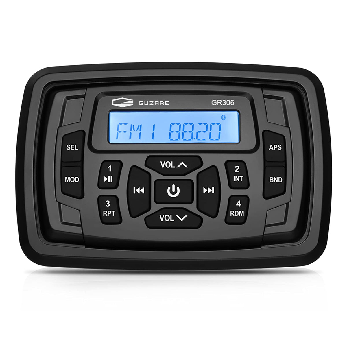 Guzare marine stereo front view with IPX6 waterproof design for outdoor use