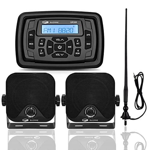 GUZARE receiver front panel showing controls and Bluetooth connectivity benefit