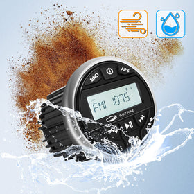 GUZARE marine radio supports wireless streaming and USB charging.