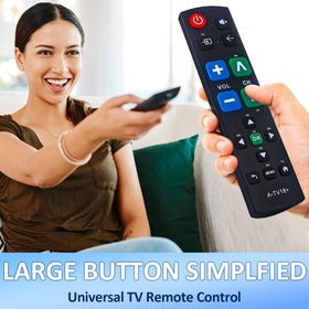Gvirtue remote held in hand for simple, intuitive use.