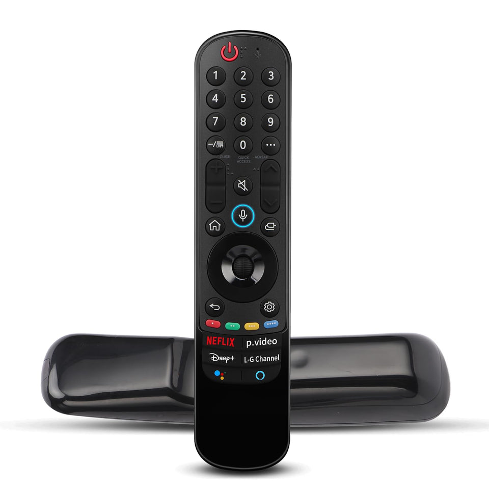 Gvirtue front view of remote showing full button layout and quick replacement benefit