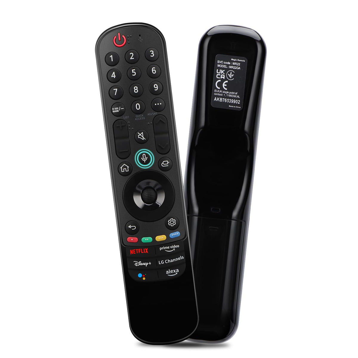 Gvirtue MR22GN remote front view highlights ergonomic grip for comfortable smart TV control