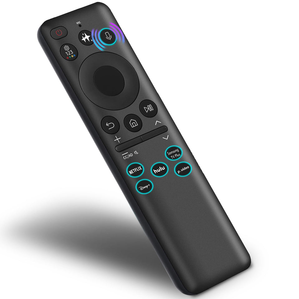 Gvirtue replacement Samsung remote front view for quick setup and comfortable grip.
