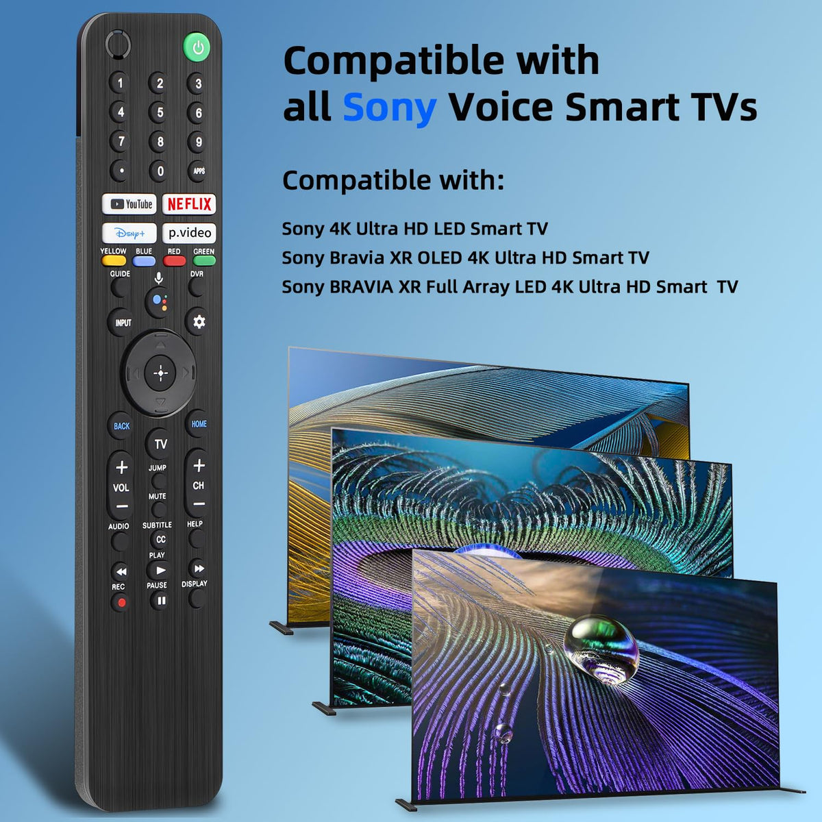 Close-up of RMF-TX520U mic button for hands-free TV search