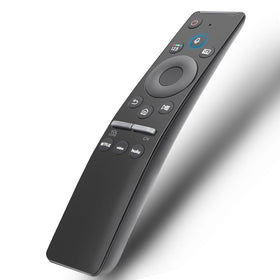Gvirtue Samsung voice remote front view with ergonomic buttons for quick control