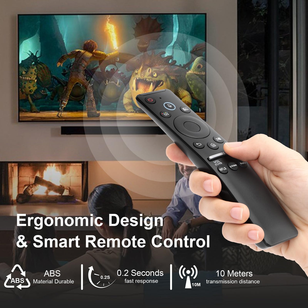 Gvirtue Samsung voice remote keys showing streaming shortcuts for apps