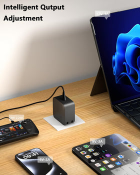 GVKRLXZ charger showing compatibility with Nintendo Switch 2 and ROG Ally