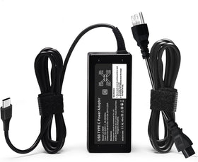 GVKRLXZ 65W USB-C charger on desk powering a Dell laptop reliably