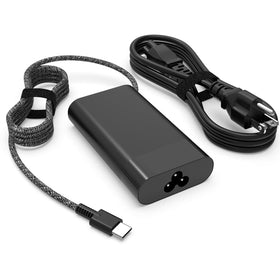 GVKRLXZ 65W USB-C charger front view, compact design for everyday laptop charging.