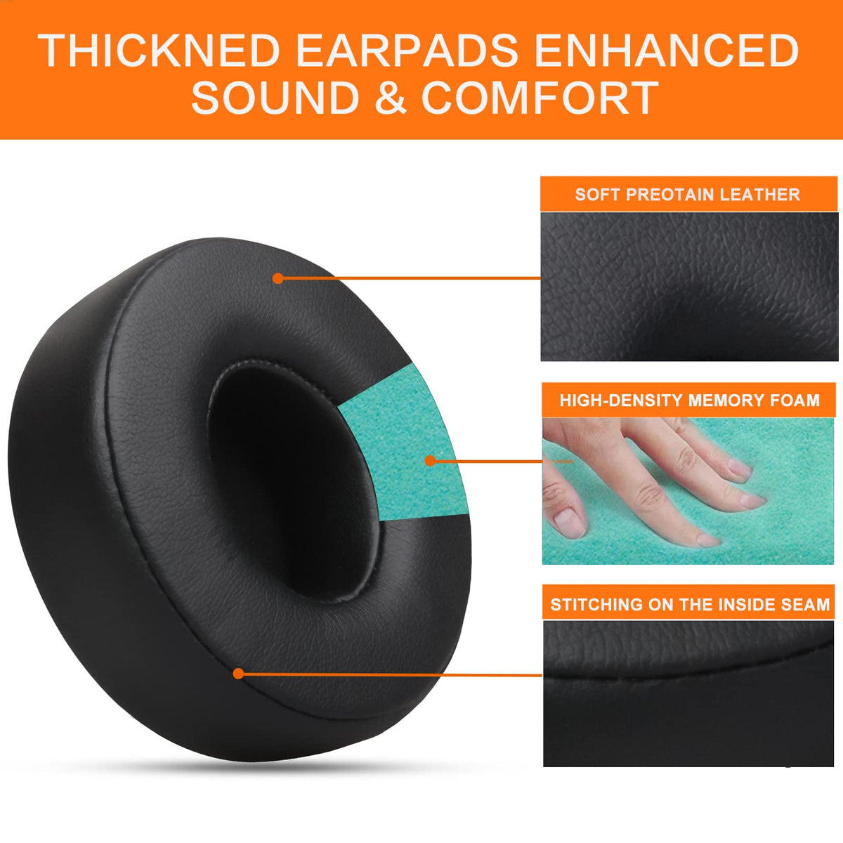 Gvoears Beats Solo 2 earpads side view easy installation alignment