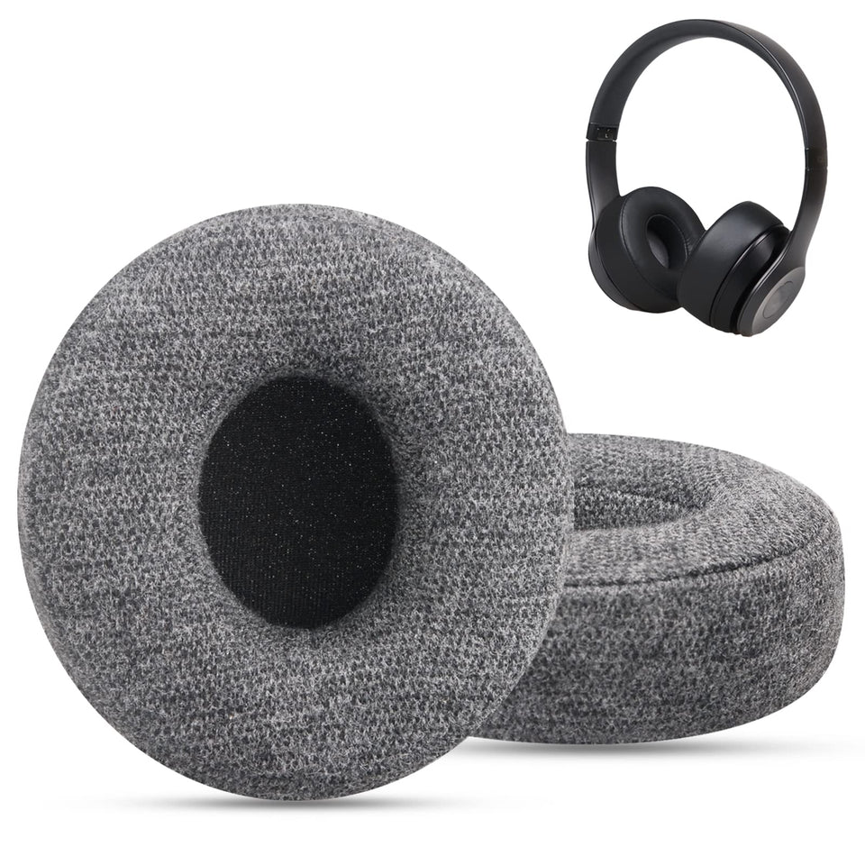 G GVOEARS Beats Solo 3 earpads close-up showcasing velour comfort and durable stitching.