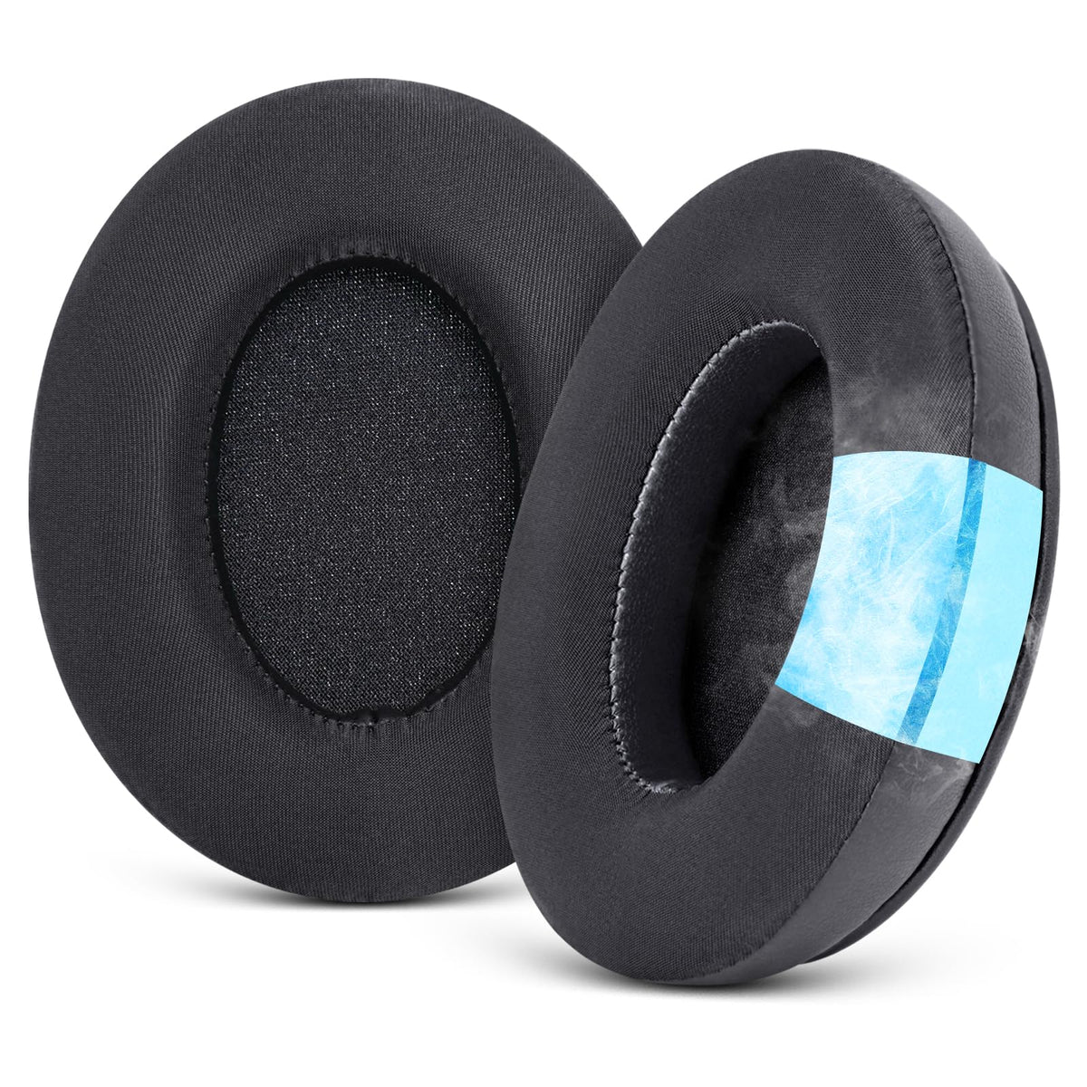 GVOEARS cooling mesh earpads mounted on a HyperX Cloud for cooler, breathable comfort.