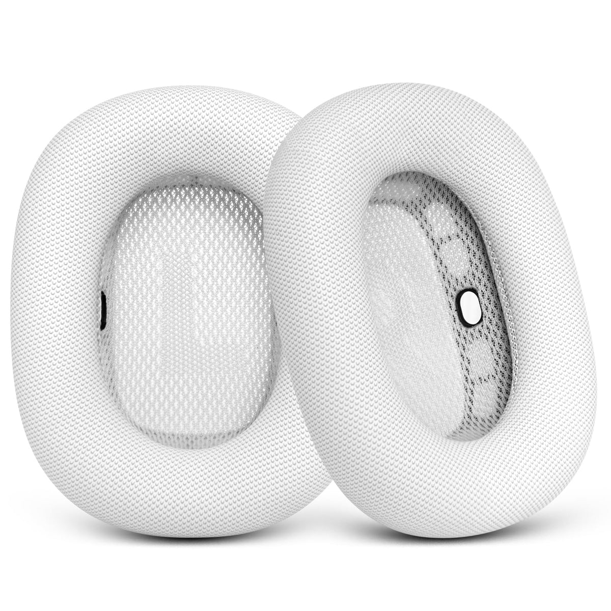 GVOEARS front view of white ear cushions showing fit and renewed look