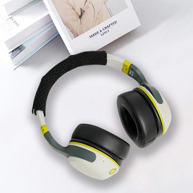 G GVOEARS lifestyle scene of person using refreshed headphones at a desk