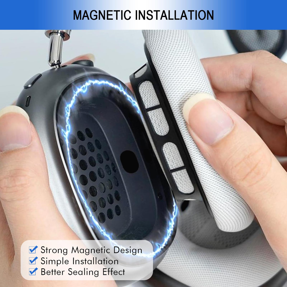 GVOEARS visible magnets and edge detail for secure attachment