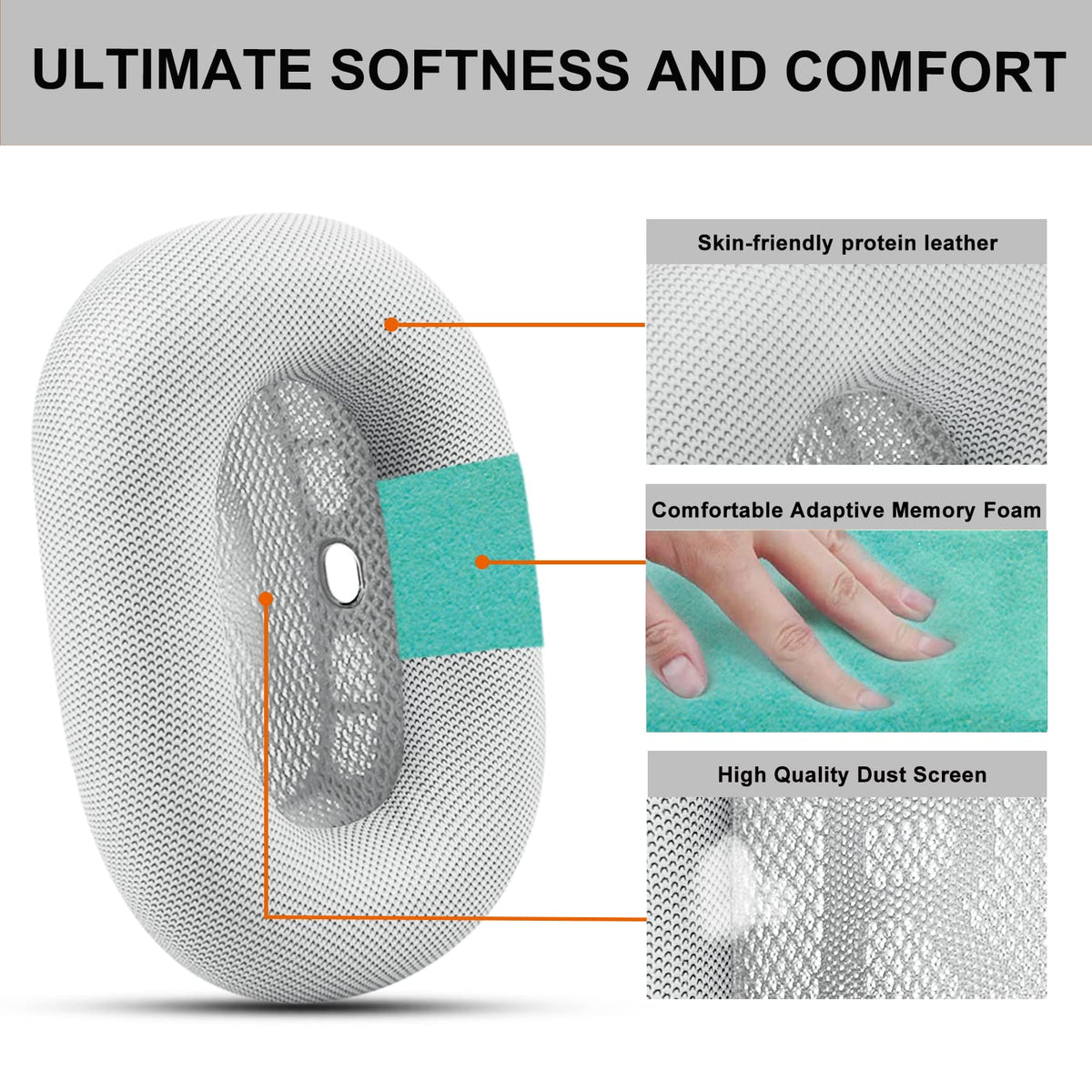 G GVOEARS memory foam ear pads contour to ears for snug, immersive fit