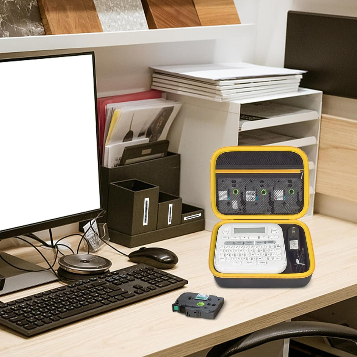 GWCASE comfortable handle on the label maker case for easy carrying