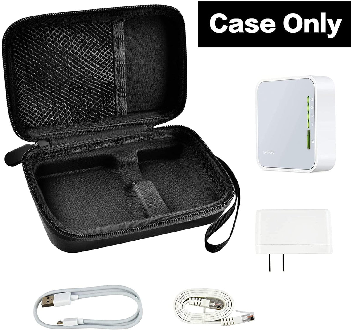 GWCASE interior with molded brackets holding router and adapter for protection