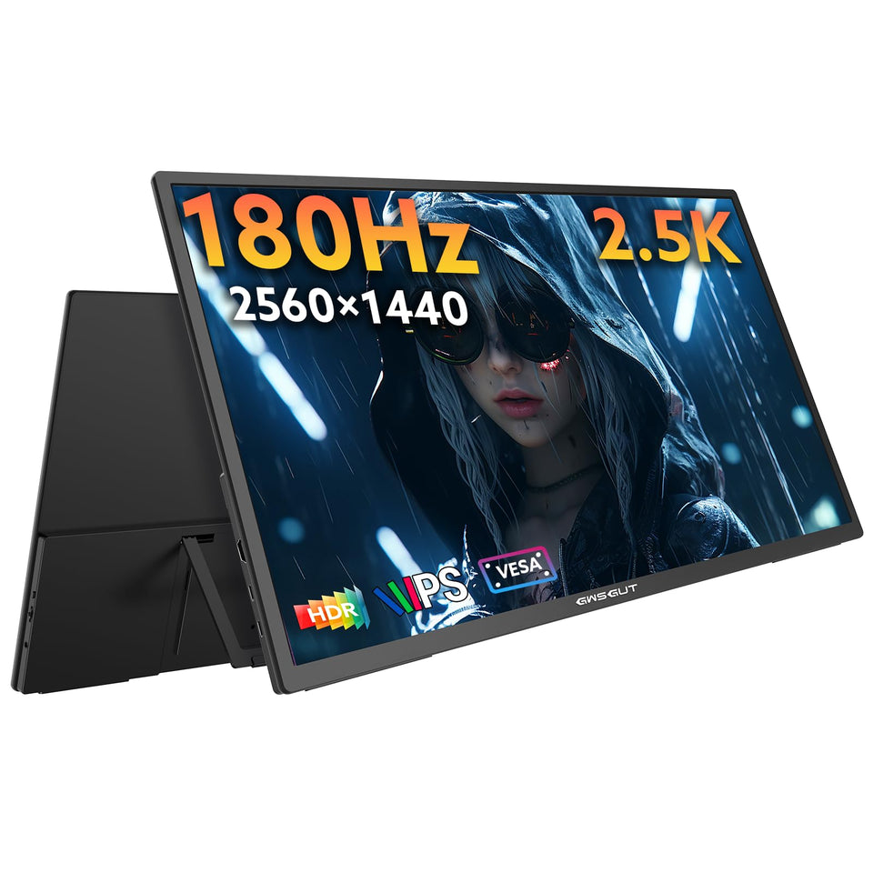 GWSGUT 23.8-inch portable monitor front view with crisp 2K IPS visuals.
