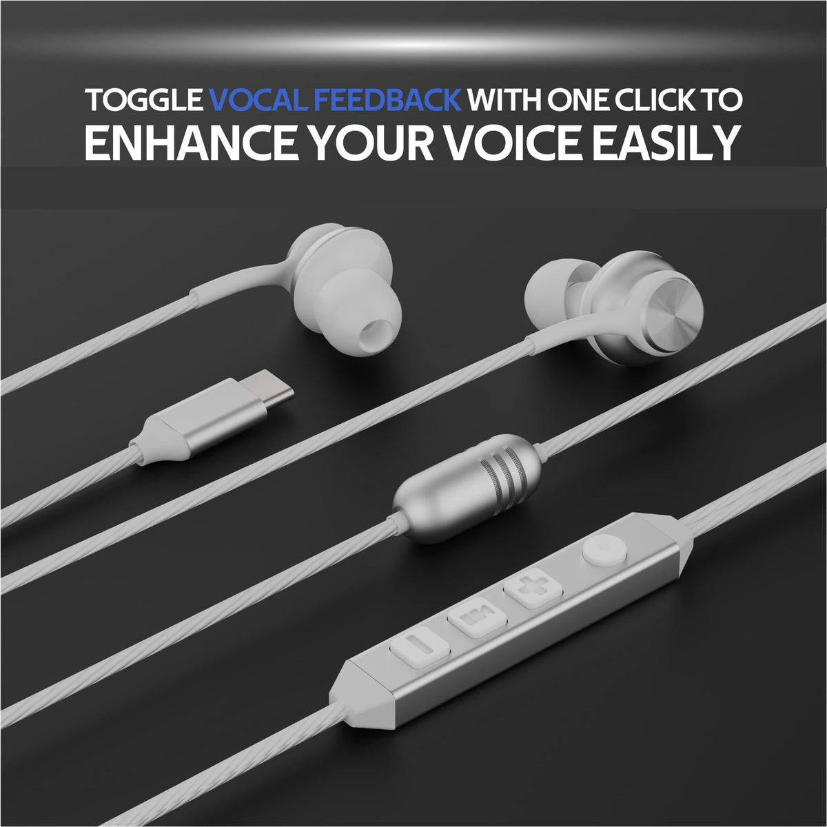 GWVTJQ USB-C in-ear headphones with matrix mic for crisp calls and streaming.