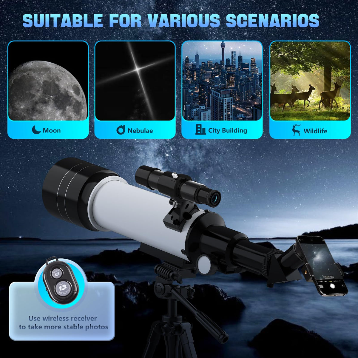GWYNEXAC padded carry bag storing telescope and accessories for travel