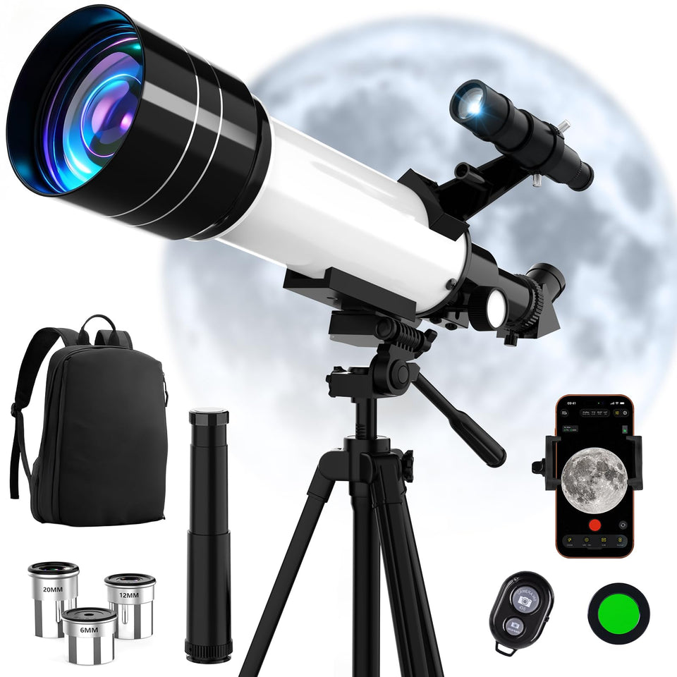 GWYNEXAC front view of telescope kit showing accessories and benefits