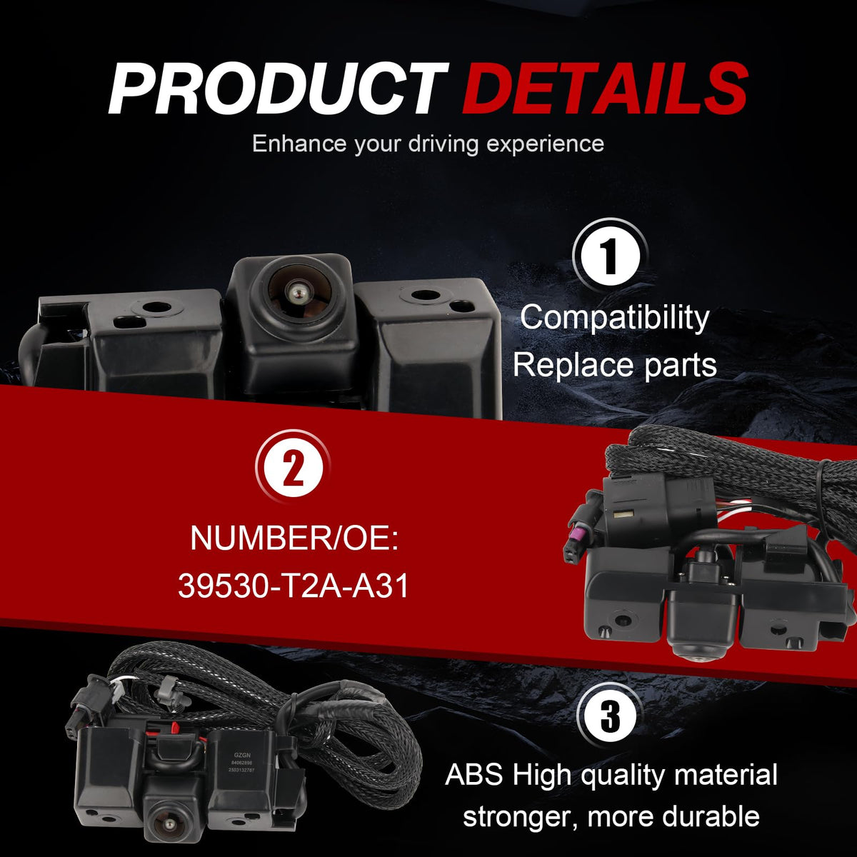GZGN rear view camera with plug-and-play install for easy replacement.