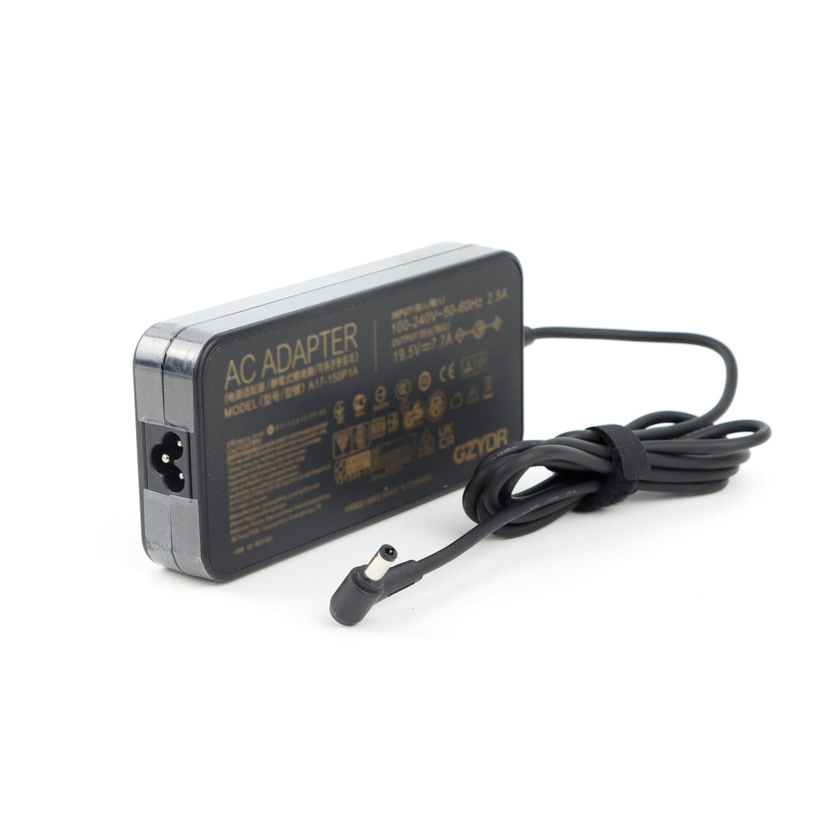 GZYDR adapter label with 19.5V 7.7A specs for safe compatibility