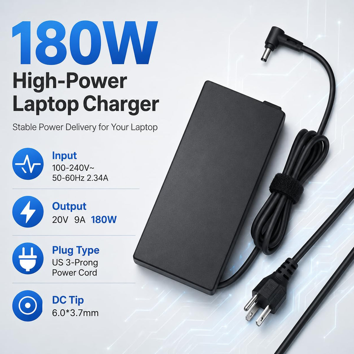 GZYDR detachable power cord and US plug, convenient travel-ready charging