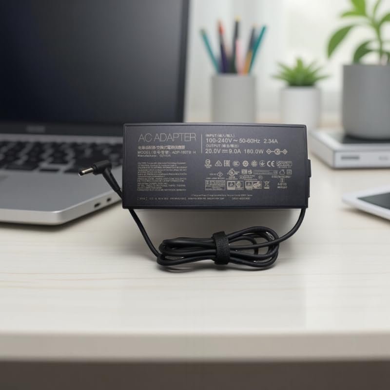 GZYDR adapter powering a gaming laptop under load, stable performance while gaming