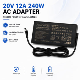 GZYDR adapter connected to ASUS laptop powering gaming performance reliably