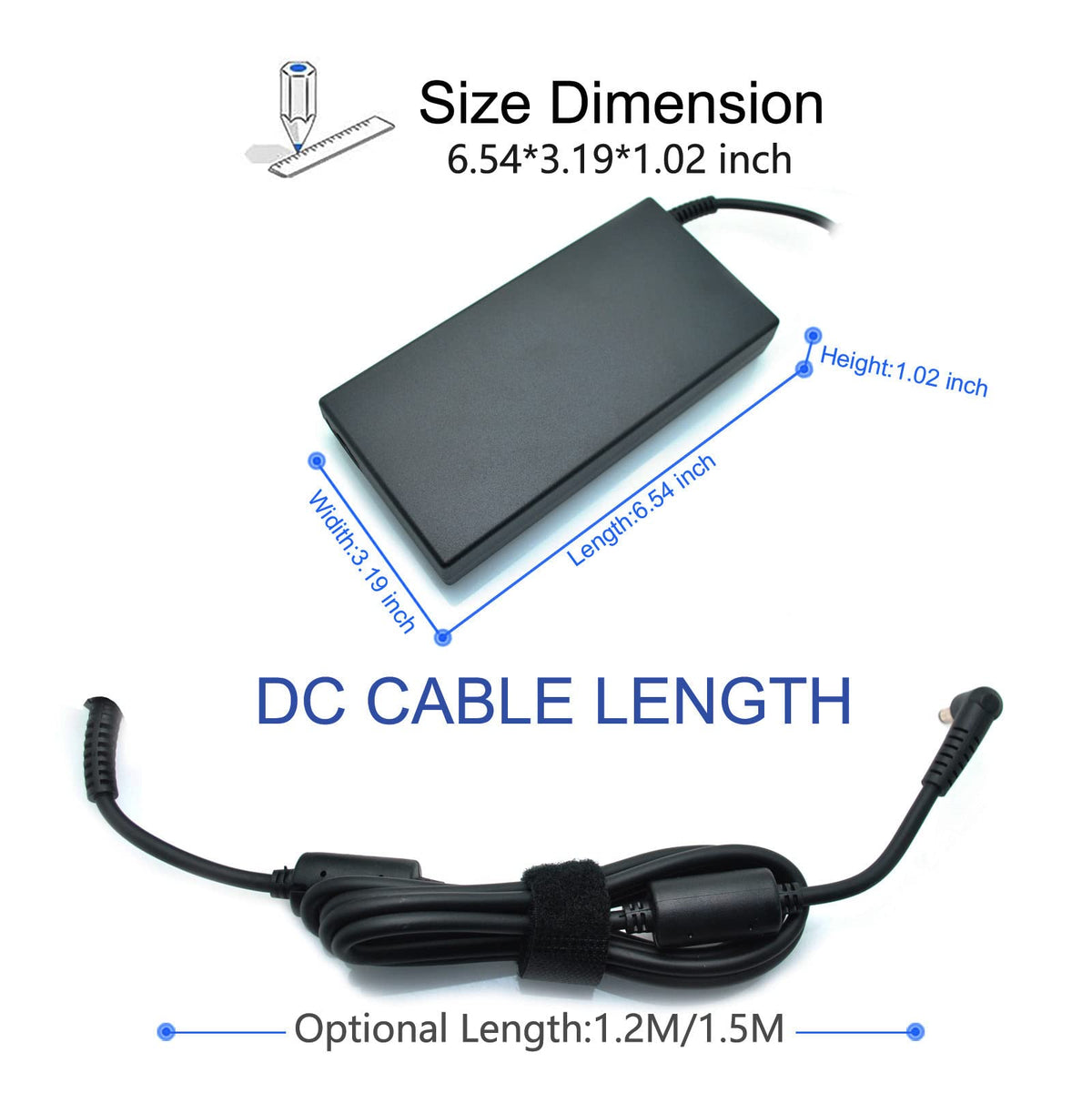 GZYDR 5.5x2.5mm plug close-up illustrating correct connector fit and secure charge