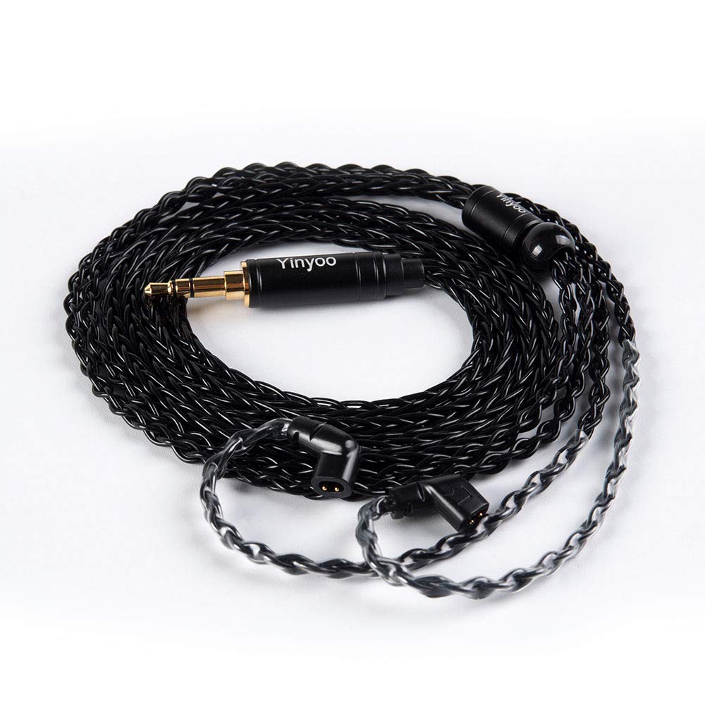 H HIFIHEAR 8-core silver cable closeup highlights durable build for reliable listening.