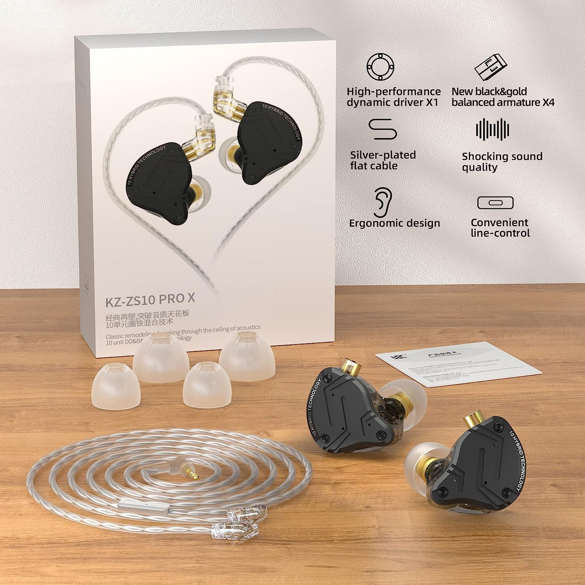 H HIFIHEAR KZ ZS10 PRO X carrying case with eartips showing portability and customization options
