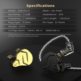 H HIFIHEAR KZ ZSN Pro X black aesthetic for gaming and commute.