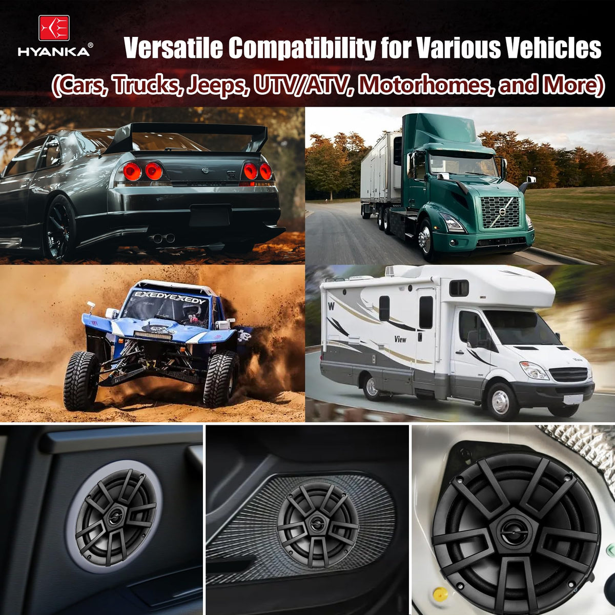 H YANKA ES-65 installed in car door demonstrating easy installation benefit