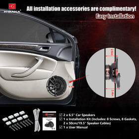 H YANKA ES-65 packaging and installation kit showing included hardware