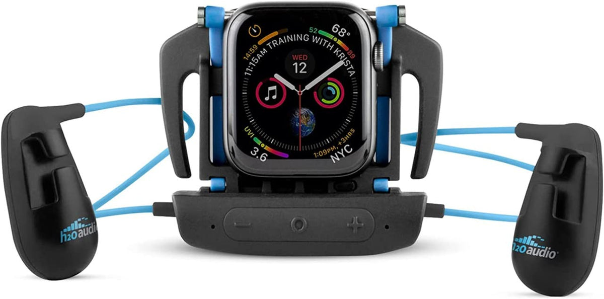 H2O Audio Interval Swim Headphones with Apple Watch for underwater listening during workouts