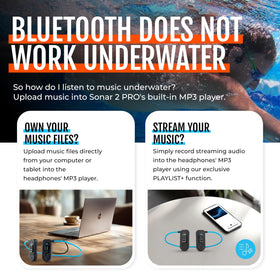 H2O Audio Sonar 2 Pro Bluetooth 5.3 for wireless streaming near or underwater.